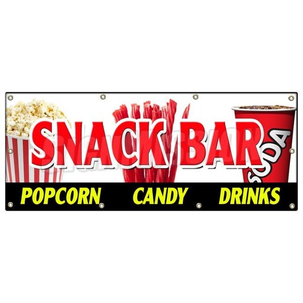 Signmission SNACK BAR CANDY POPCORN DRINKS BANNER SIGN cold sandwiches kettle corn - B-96 SNACK BAR CANDY POPCORN
