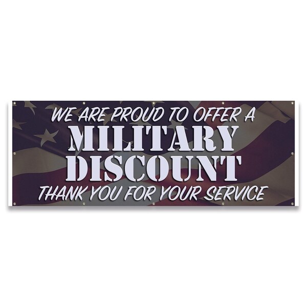 Signmission Military Discount Thank You For Your Service Banner Concession Stand Food Truck Single Sided - B-120-30106
