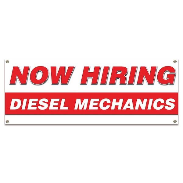 Signmission Now Hiring Diesel Mechanics Banner Apply Inside Accepting Application Single Sided - B-30233
