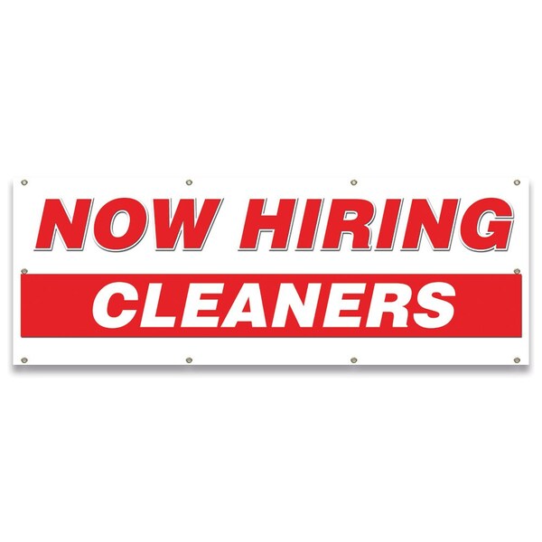 Signmission Now Hiring Cleaners Banner Apply Inside Accepting Application Single Sided - B-96-30217