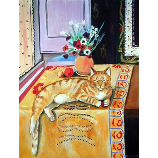 Patioplus 11 x 15 in. Orange Tabby Cat On The Table Flag Garden Size - PA759093