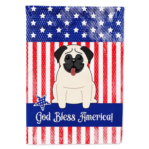 Carolines Treasures Patriotic USA Pug Cream Flag Canvas House Size - BB2999CHF