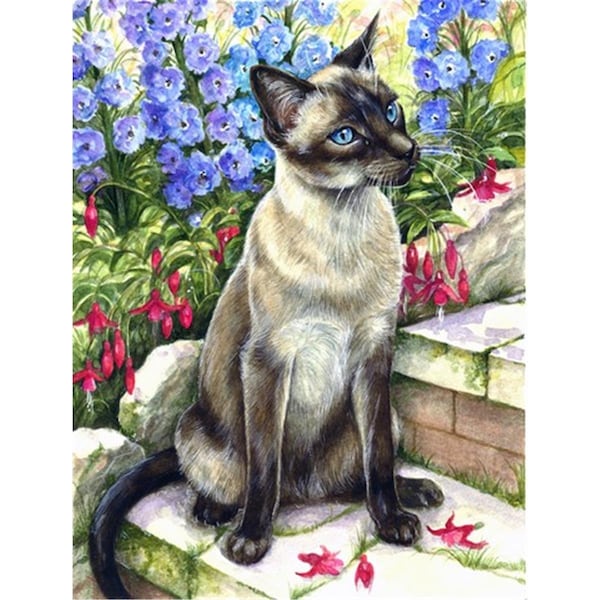 Patioplus Siamese Cat in the Garden Flag Canvas House Size - PA755867