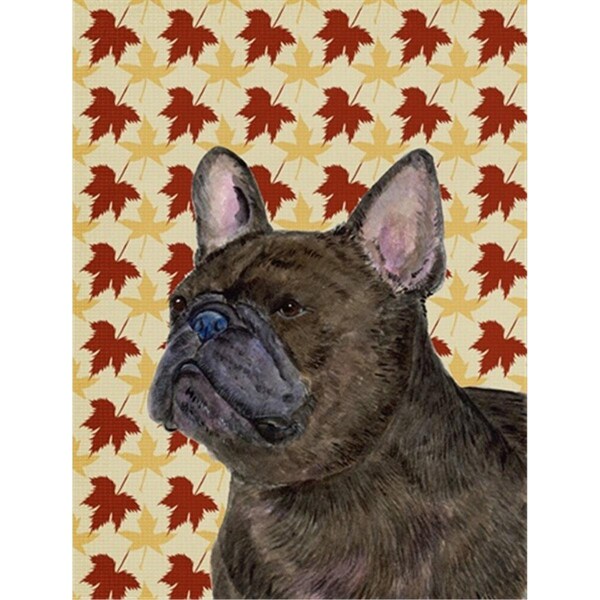 Carolines Treasures 40 x 40 in. French Bulldog Fall Leaves Portrait Flag Canvas House Size - SS4337CHF