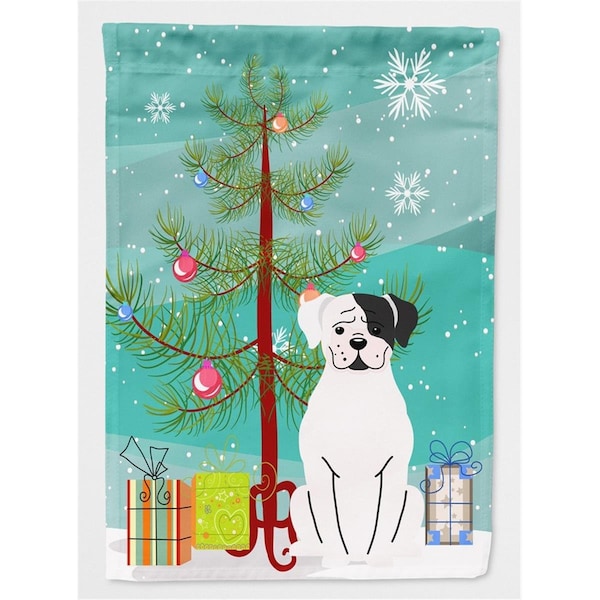 Carolines Treasures Merry Christmas Tree White Boxer Cooper Flag Canvas House Size - BB4239CHF