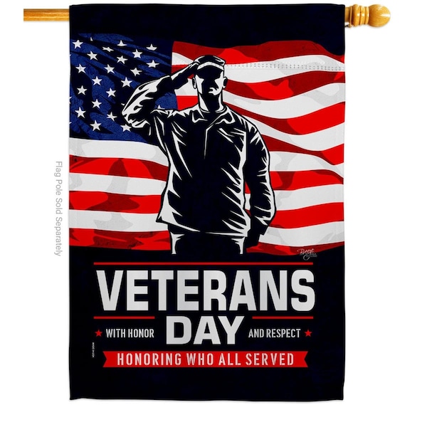 Gardencontrol 28 x 40 in. Honor Our Veterans House Flag with Armed Forces Double-Sided Vertical Flags  Banner - GA4182499