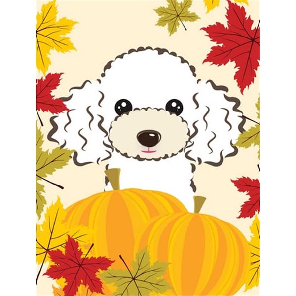 Patioplus White Poodle Thanksgiving Flag Garden - PA260611