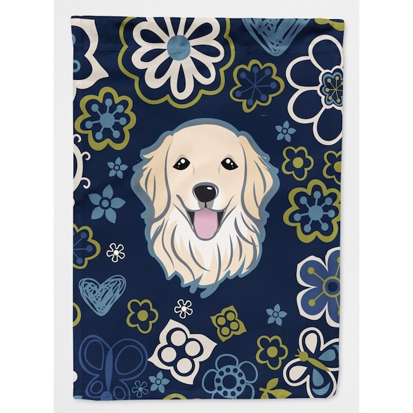 Patioplus Blue Flowers Golden Retriever Garden Size Flag - PA2551967