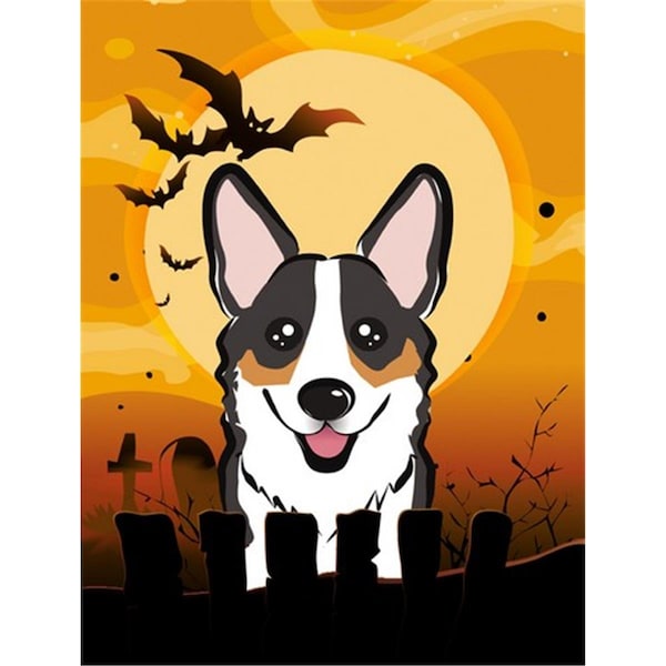 Carolines Treasures Halloween Tricolor Corgi Flag Garden Size - BB1813GF
