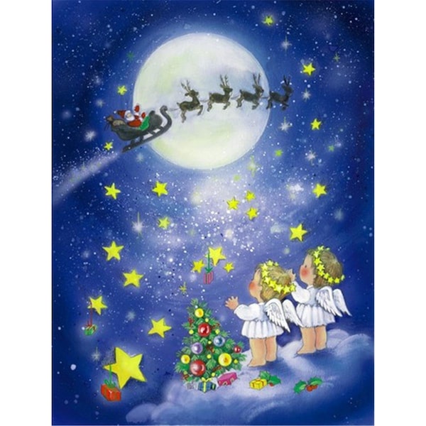 Carolines Treasures Angels Watching Santa Claus Flag Canvas House Size - APH0690CHF