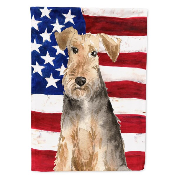 Carolines Treasures Patriotic USA Welsh Terrier Flag Canvas House Size - CK1710CHF