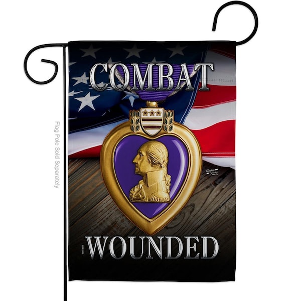 Angeleno Heritage 13 x 18.5 in. Purple Heart Combat Wounded Garden Flag w/Armed Forces Service Dbl-Sided Vert Flags - AN578931