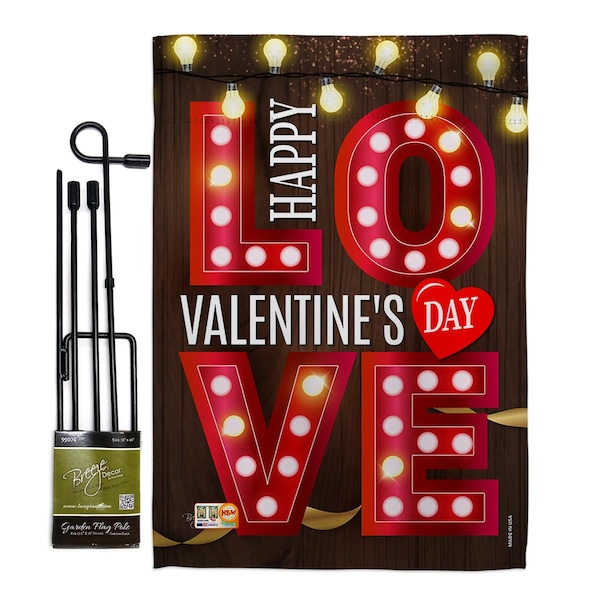 Gardencontrol 13 x 18.5 in. Lightful Valentine Love Spring Valentines Vertical Dbl Sided Garden Flag Set - GA4131004