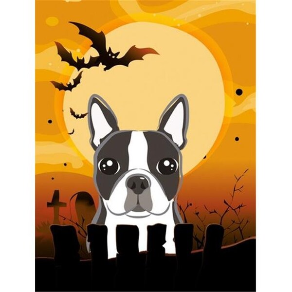 Carolines Treasures Carolines Treasures BB1761CHF Halloween Boston Terrier Flag Canvas House Size - BB1761CHF