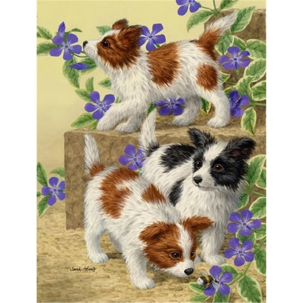 Carolines Treasures Papillon Pups Flag Canvas House Size - ASA2129CHF