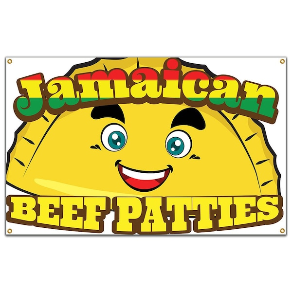 Signmission Jamaican Beef Patties Banner Concession Stand Food Truck Single Sided - B-96 JAMAICAN BEEF PATTIES19