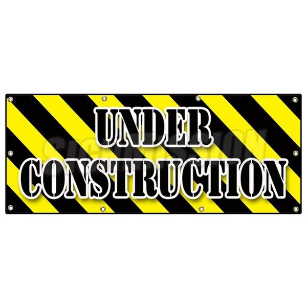 Signmission Under Construction, 36 Inch x 96 Inch, Banner - B-96 UNDER CONSTRUCTION