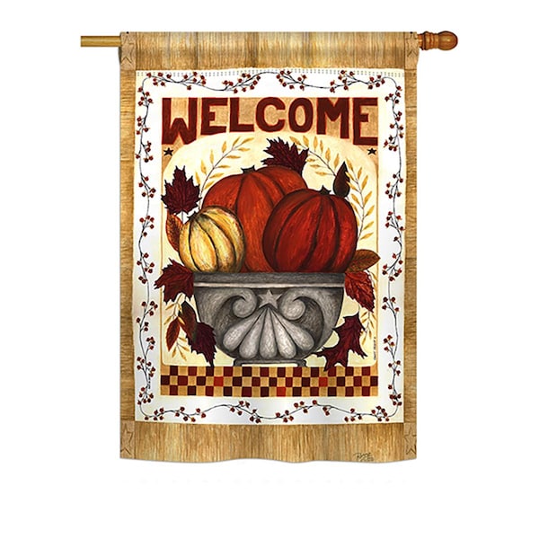 Gardencontrol 28 x 40 in Seasonal Harvest & Autumn Impressions Decorative Vertical House Flag - Fall Welcome Fall - GA3458647