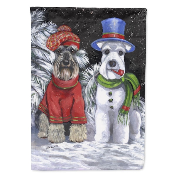 Carolines Treasures 28 x 0.01 x 40 in. Schnauzer Christmas Snow Dog Canvas House Flag - PPP3165CHF
