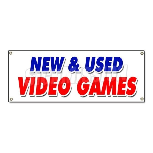 Signmission NEW AND USED VIDEO GAMES BANNER SIGN huge sale game retail store - B-NEW AND USED VIDEO GAMES