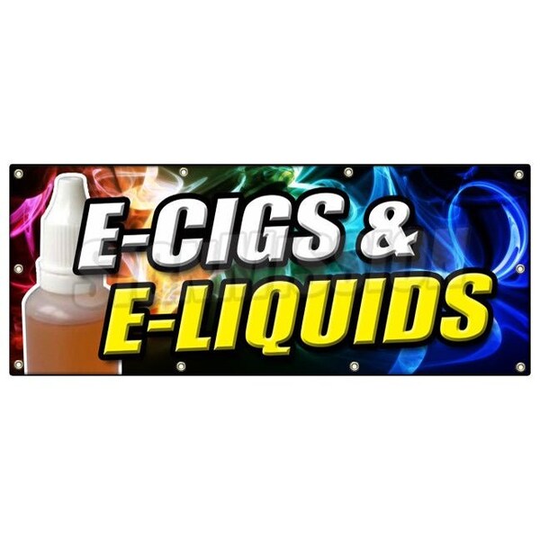 Signmission E-CIGS & E-LIQUIDS BANNER SIGN smoking head shop cigarette vape vaporize - B-96 ECIG & ELIQUID