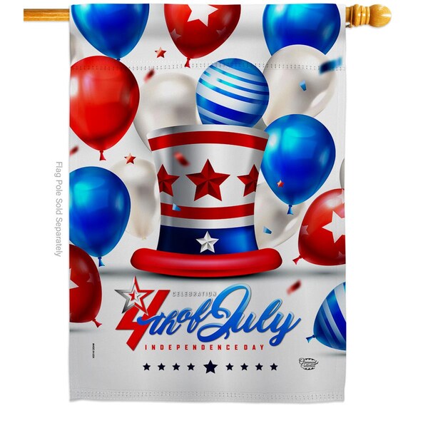 Cuadrilatero 28 x 40 in. Independence Ballooon American Fourth of July Vertical House Flag w/Double-Sided Banner - CU4061136