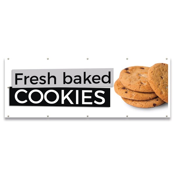 Signmission Fresh Baked Cookies Banner Concession Stand Food Truck Single Sided - B-120-30064