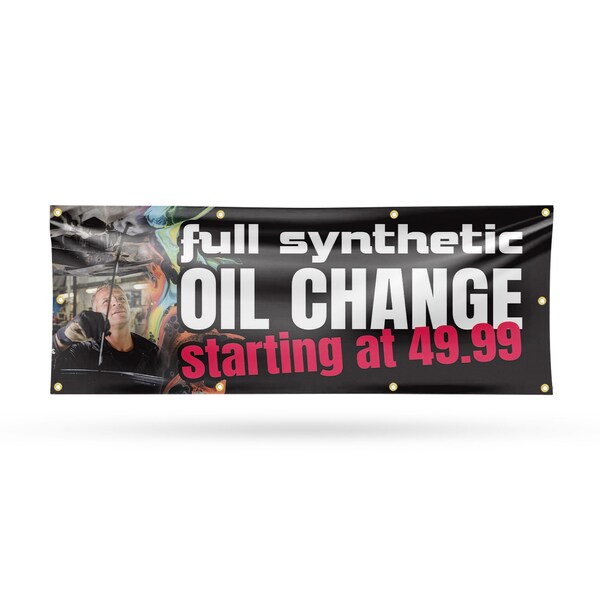 Signmission Full Synthetic Oil Change, 36 Inch x 96 Inch, Vinyl Banner - B-96-30666