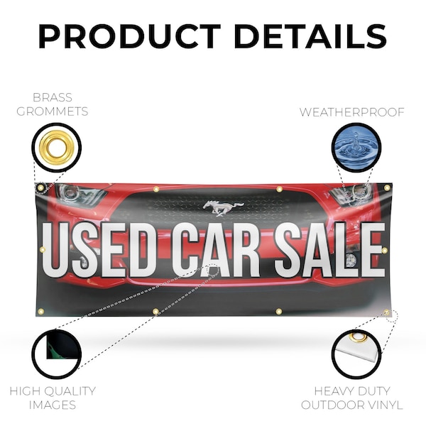 Signmission Used Car Sale, 36 Inch x 96 Inch, Vinyl Banner - B-96-30901