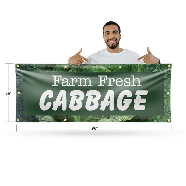 Signmission Farm Fresh Cabbage, 36 Inch x 96 Inch, Vinyl Banner - B-96-30583