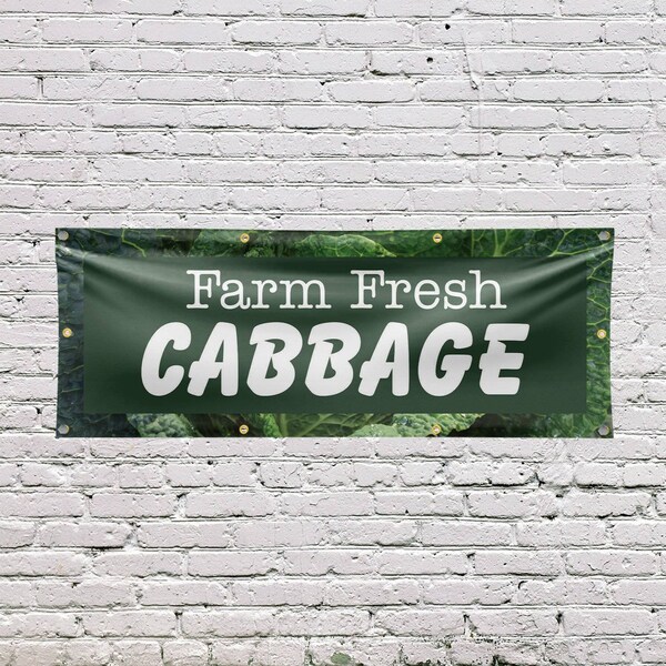 Signmission Farm Fresh Cabbage, 36 Inch x 96 Inch, Vinyl Banner - B-96-30583