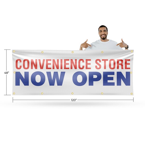 Signmission Convenience Store Now Open, 48 Inch x 120 Inch, Vinyl Banner - B-120-30528