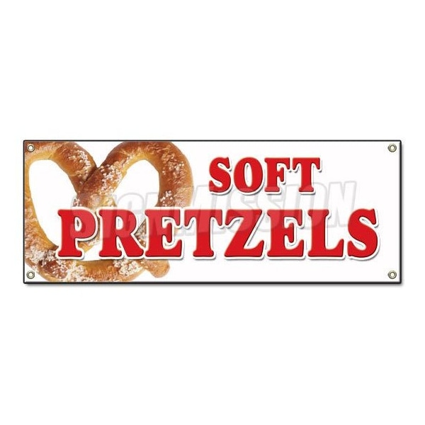Signmission SOFT PRETZELS BANNER SIGN pretzel stand cart signs fresh hot baked big huge - B-SOFT PRETZELS
