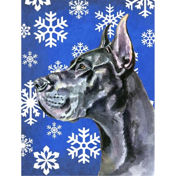 Patioplus Black Great Dane Winter Snowflakes Holiday Flag Garden Size - PA632519