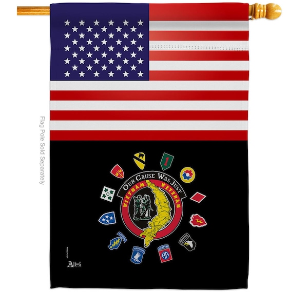 Guarderia 28 x 40 in. US Vietnam Veteran House Flag with Armed Forces Army Dbl-Sided Vertical Flags  Banner - GU3875674