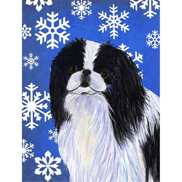 Patioplus 11 x 15 In. Japanese Chin Winter Snowflakes Holiday Flag; Garden Size - PA246710
