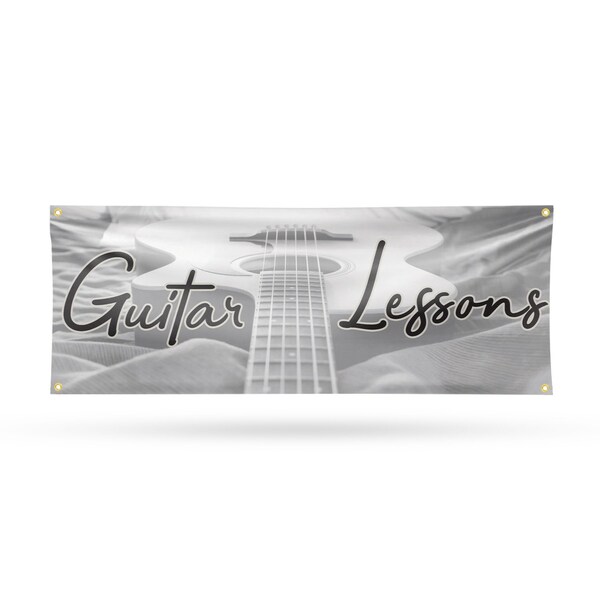 Signmission Guitar Lessons, 18 Inch x 48 Inch, Vinyl Banner - B-30681