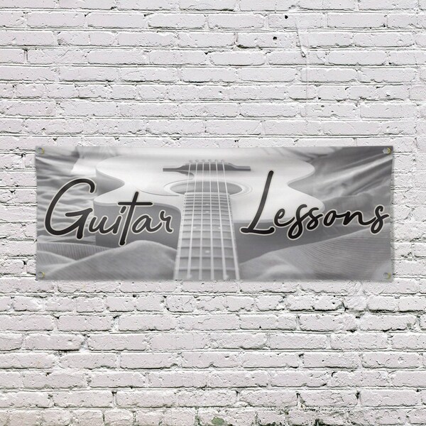 Signmission Guitar Lessons, 18 Inch x 48 Inch, Vinyl Banner - B-30681