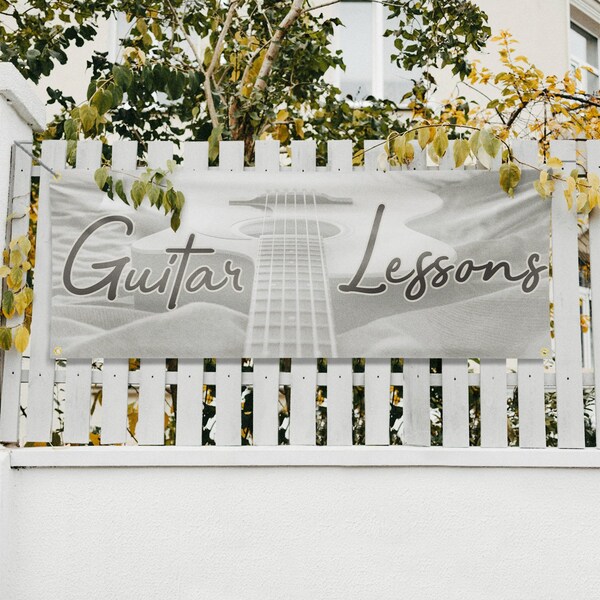 Signmission Guitar Lessons, 18 Inch x 48 Inch, Vinyl Banner - B-30681