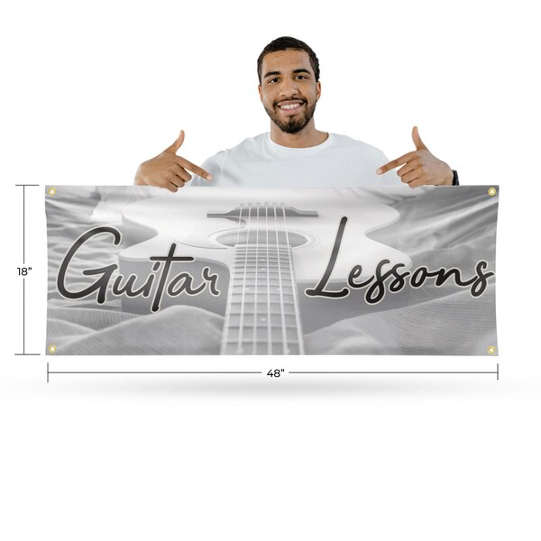 Signmission Guitar Lessons, 18 Inch x 48 Inch, Vinyl Banner - B-30681