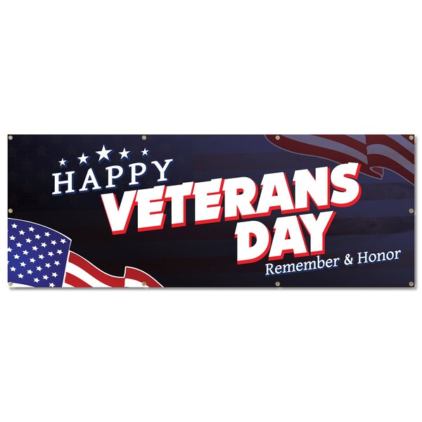Signmission Happy Veterans Day, 36 Inch, Banner - B-96-30392