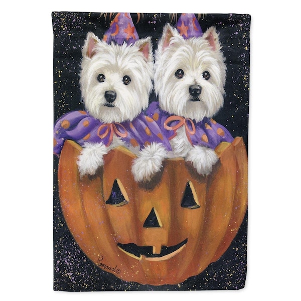 Patioplus 11 x 0.01 x 15 in. Westie Halloween Pumpkin Ride Garden Flag - PA2553398