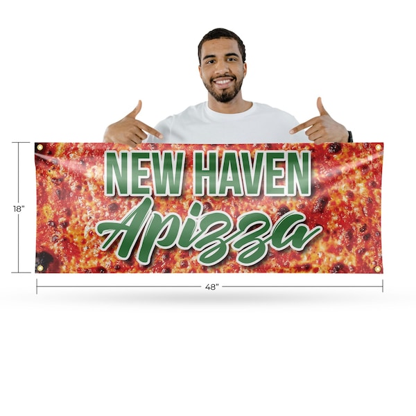 Signmission New Haven Apizza, 18 Inch x 48 Inch, Vinyl Banner - B-30752