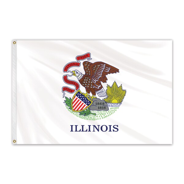 Global Flags Unlimited Illinois Outdoor Nylon Flag 12"x18" - 200223