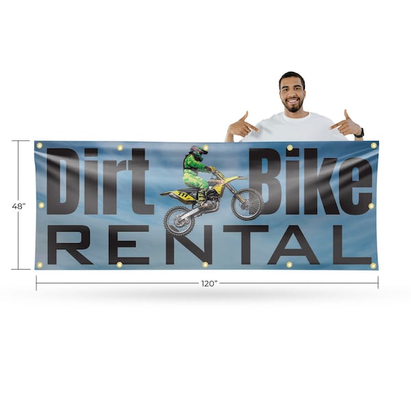 Signmission Dirt Bike Rental, 48 Inch x 120 Inch, Vinyl Banner - B-120-30545