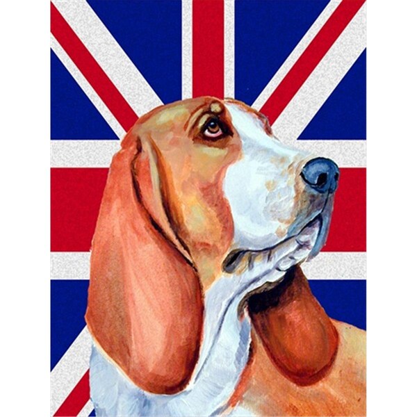 Patioplus Basset Hound With English Union Jack British Flag Flag Garden Size - PA631665