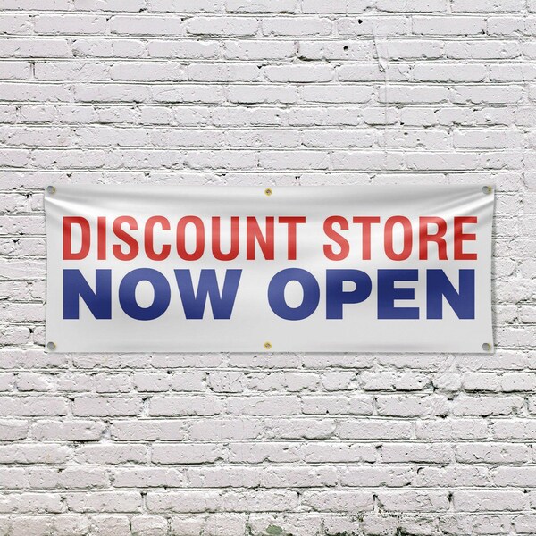 Signmission Discount Store Now Open, 24 Inch x 72 Inch, Vinyl Banner - B-72-30546