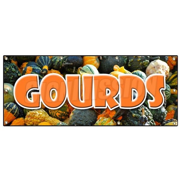 Signmission GOURDS BANNER SIGN halloween pumpkins squash decorative ornamental - B-96 GOURDS