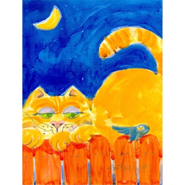 Patioplus 28 x 40 in. Orange Tabby Cat On The Fence Flag Canvas House Size - PA55265