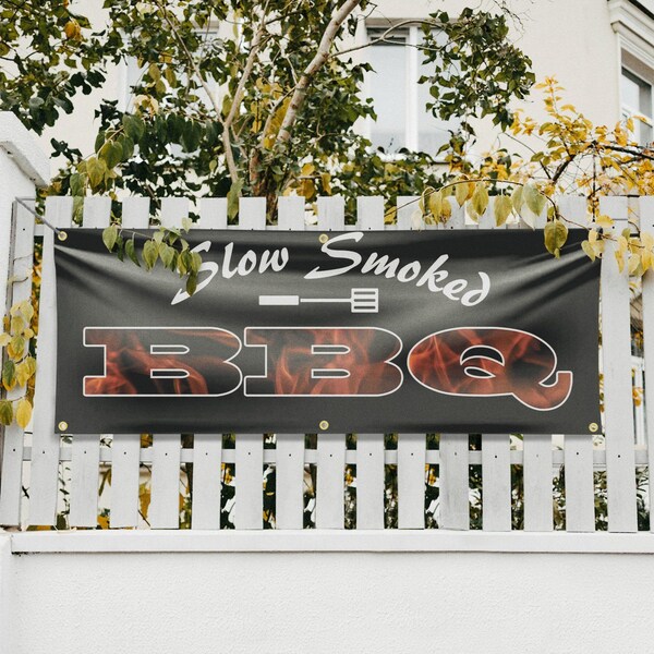 Signmission Slow Smoked BBQ, 24 Inch x 72 Inch, Vinyl Banner - B-72-30855